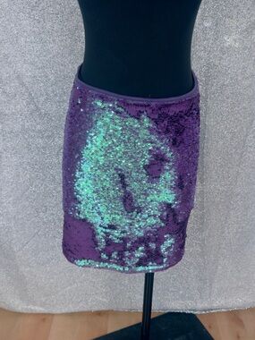 wild fable Purple & Green Iridescent Sequin Mini Skirt